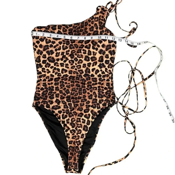 Good American Women's Size Small Leopard Hot Shoulder One Piece Swimsuit Used - Picture 2 of 6